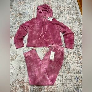 Loveshackfancy Anarosa hoodie Bordeaux & Blex pant set xs